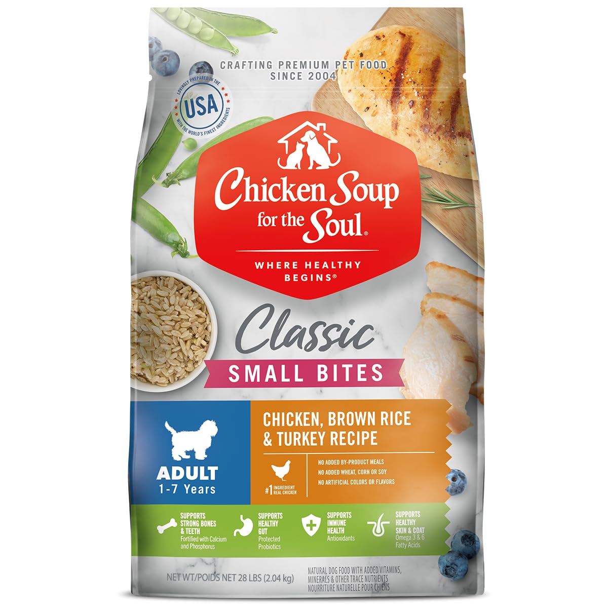 Natural Premium Small Bites Adult Dry Dog Food, Chicken, Brown Rice & Turkey 28lb C602