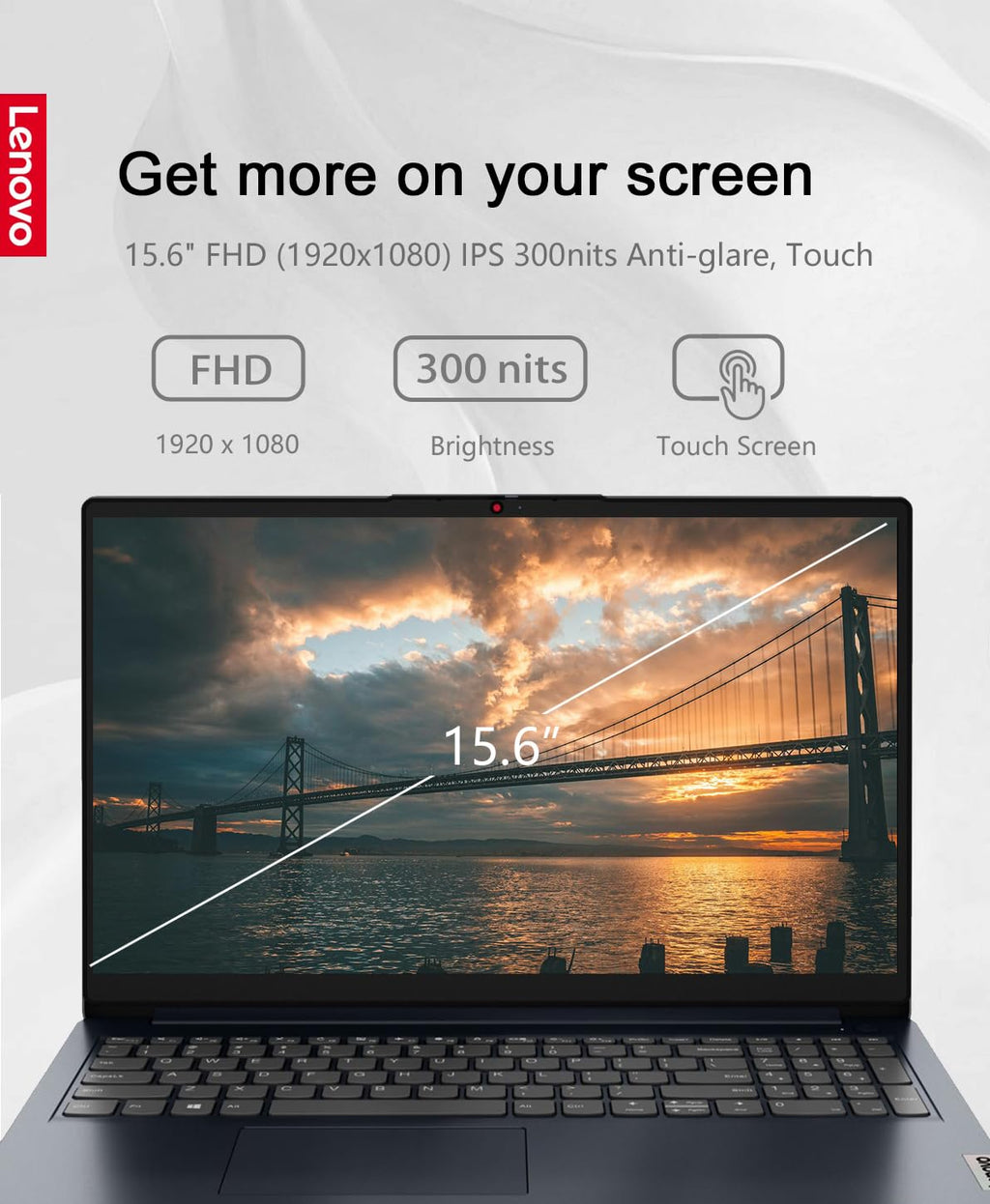 15.6" FHD Touch Laptop Ryzen 5 8GB RAM 512GB Storage Abyss Blue V45827