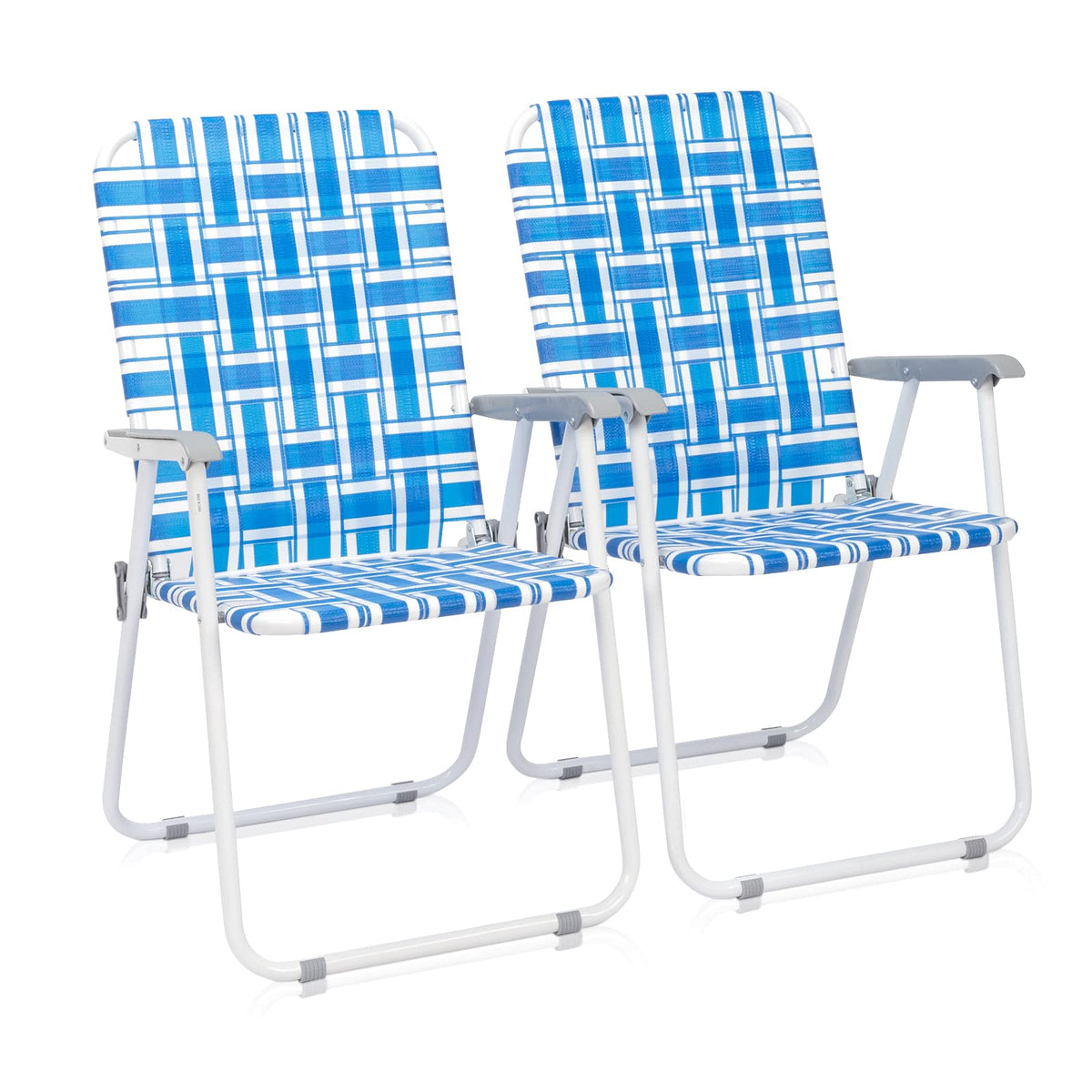 Blue Set of 2 Webbed Folding Patio Chairs B8360