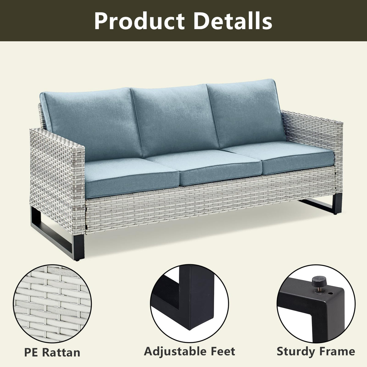 7 Piece Wicker Patio Conversation Set with Swivel Rocker Chairs and Ottoman L554