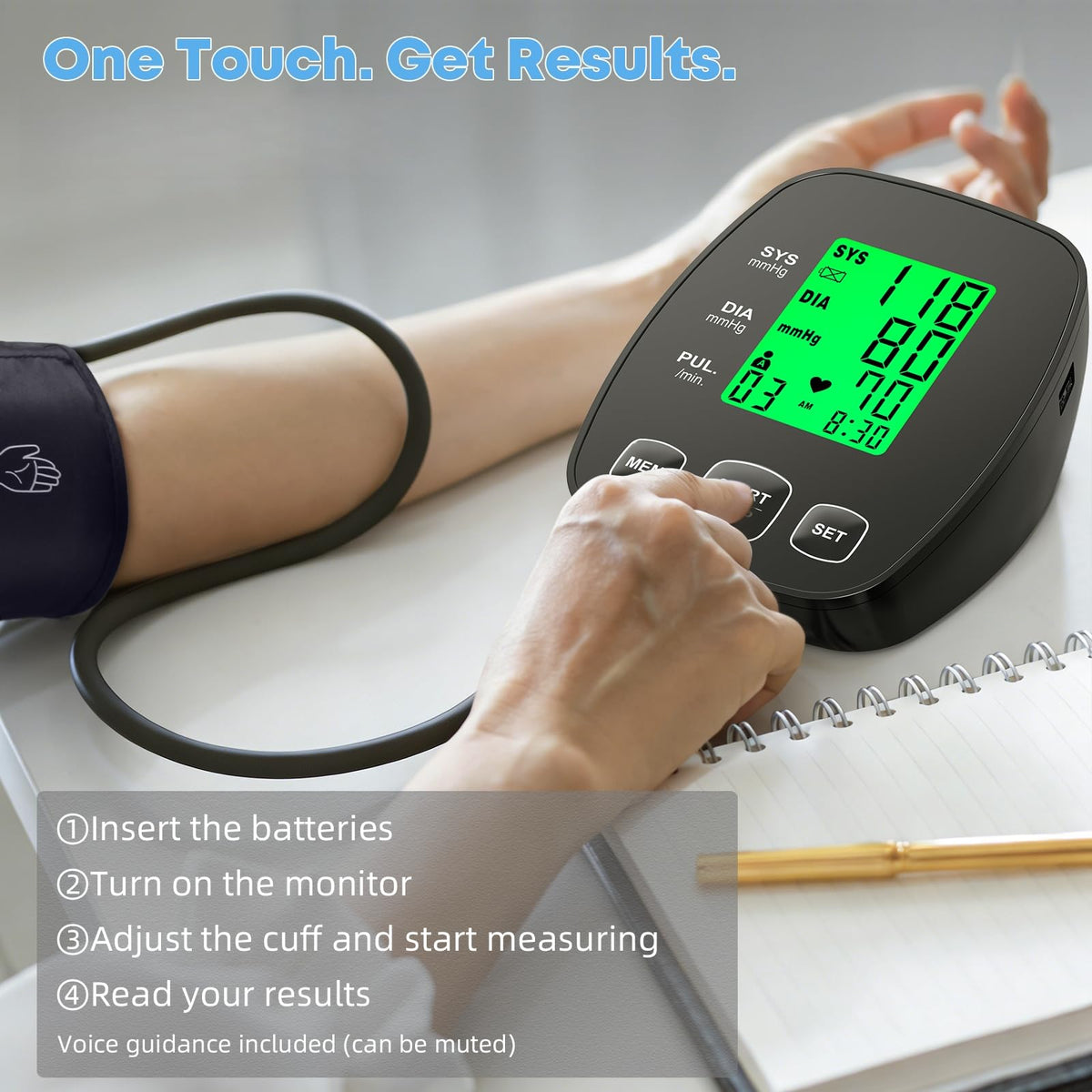 Blood Pressure Monitor with 2 Size Cuffs Q4302