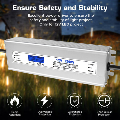 200W IP67 Waterproof 12V LED Driver W49482