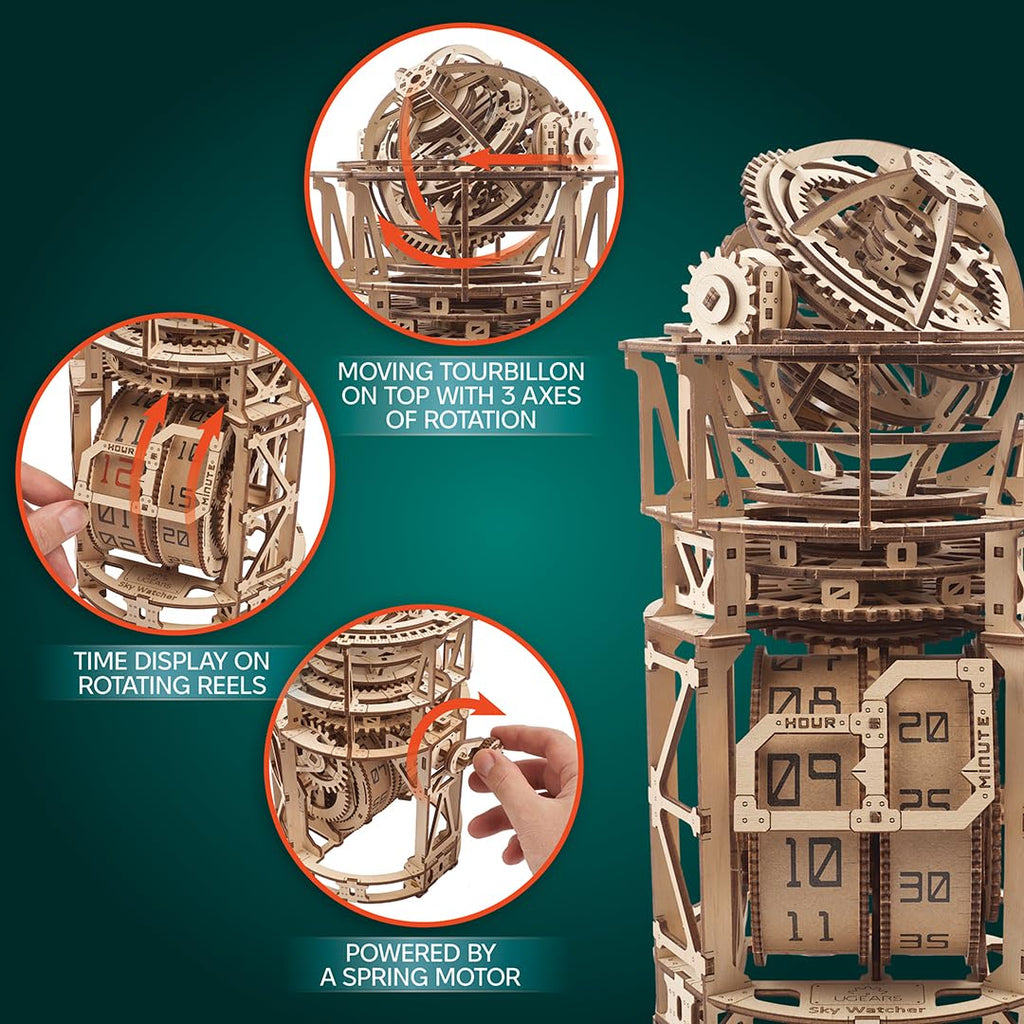 Wooden 3D Puzzle Mechanical Clock Kit T8853