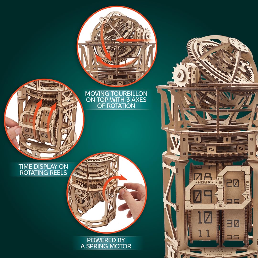 Wooden 3D Puzzle Mechanical Clock Kit T8853