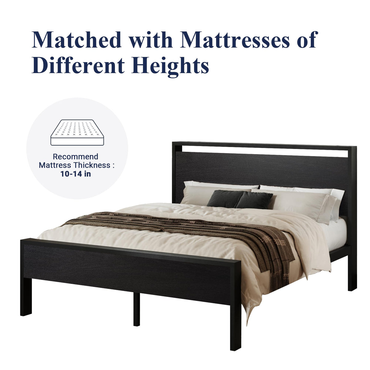 Queen Size Black Oak Bed Frame Z836243