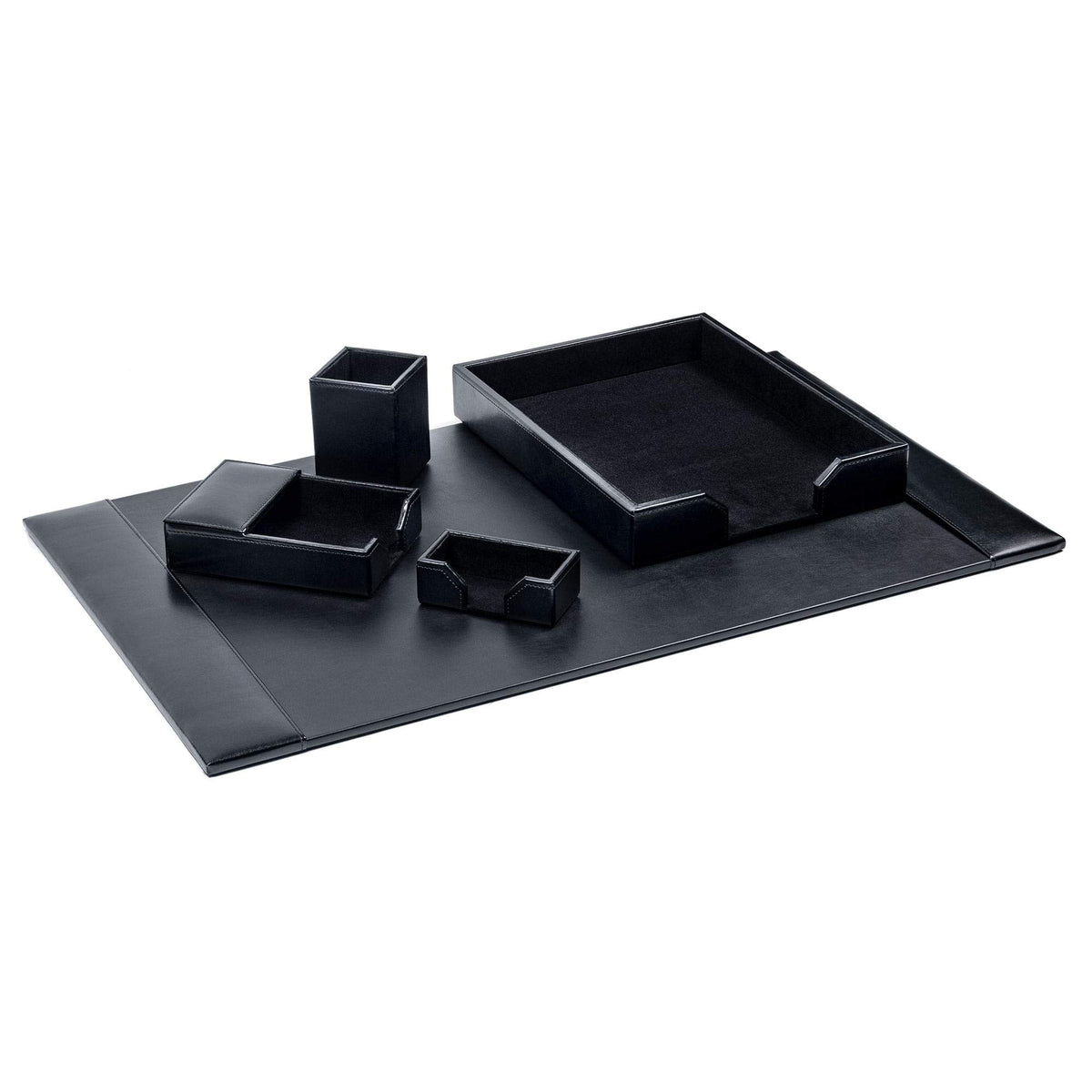 Black Bonded Leather 5-Piece Desk Set T116274