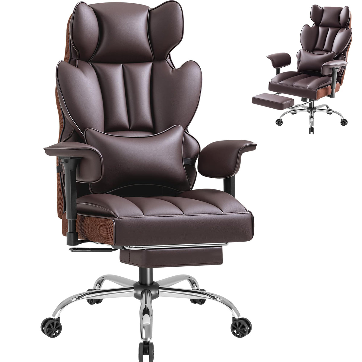 Big and Tall Brown Ergonomic Office Chair with Footrest R264549
