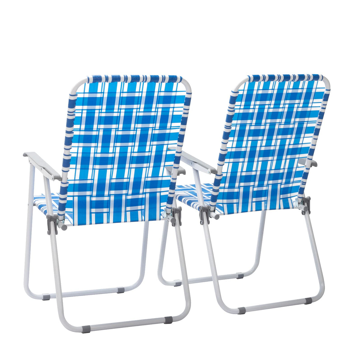 Blue Set of 2 Webbed Folding Patio Chairs B8360