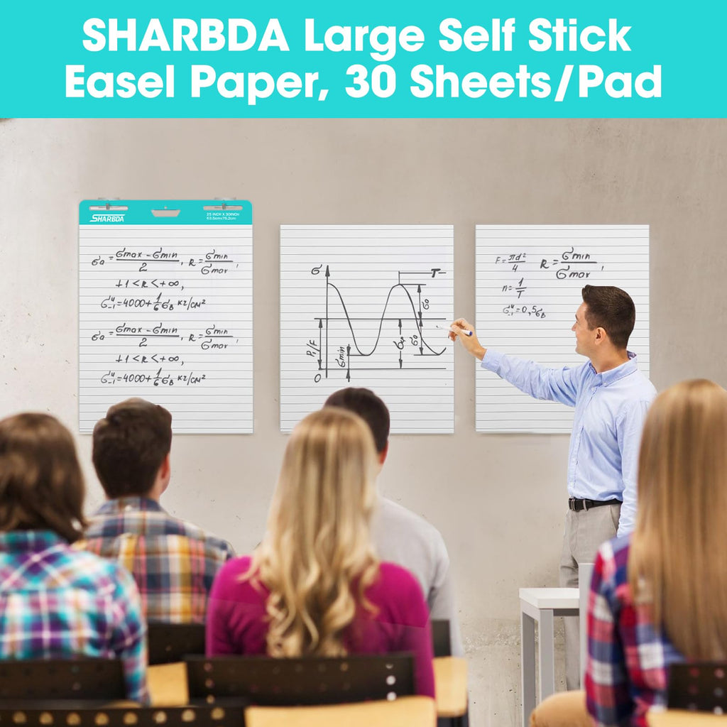 Lined Sticky Easel Pad, 25 in x 30 in, 30 Sheets/Pad, 2 Pads N26855
