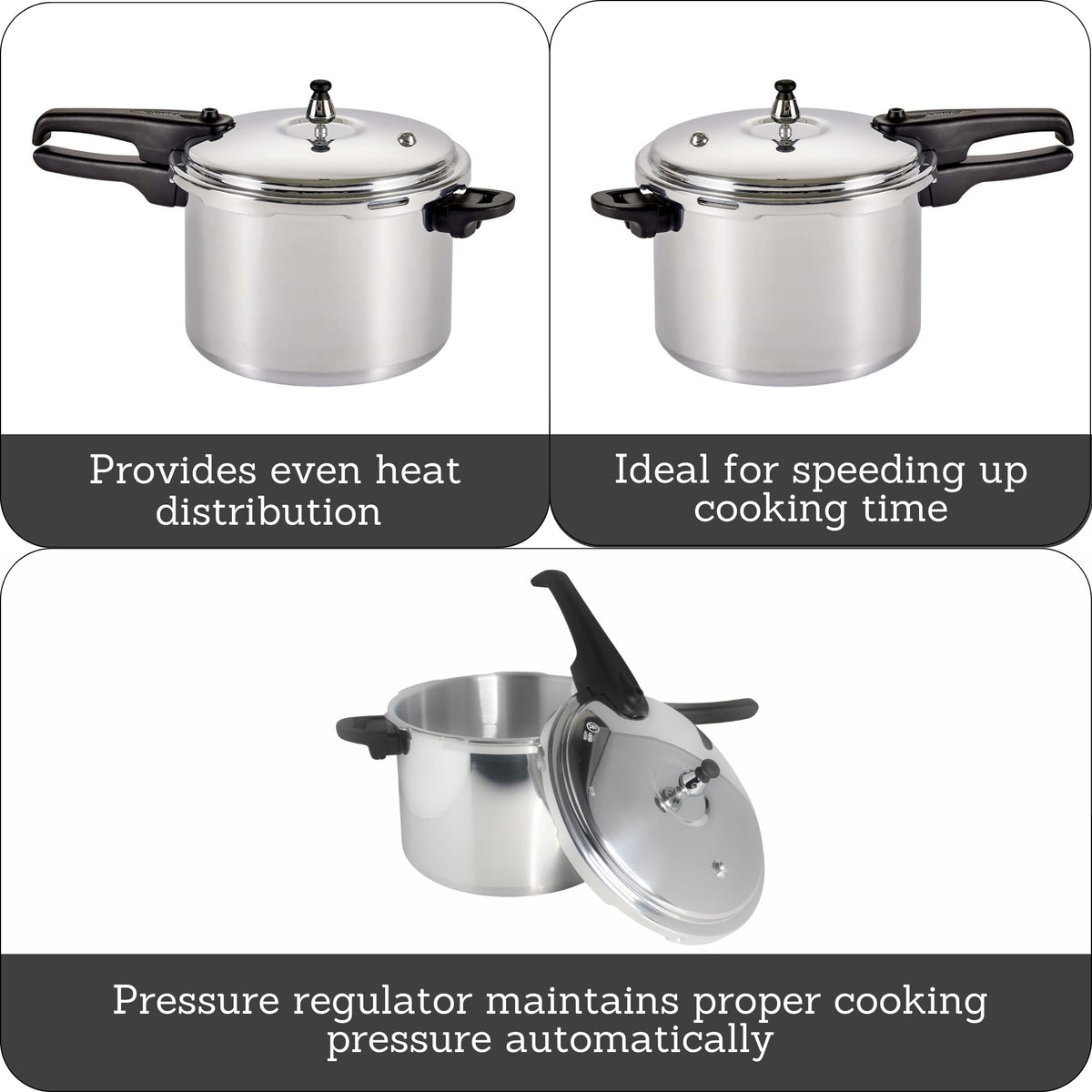 Polished Aluminum 8-Quart Pressure Cooker B6671