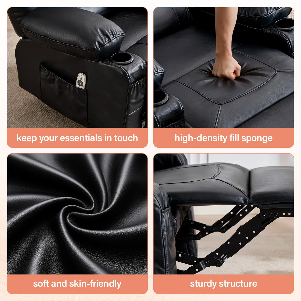 Massage Swivel Recliner Chair with Heat and Cup Holders K266660