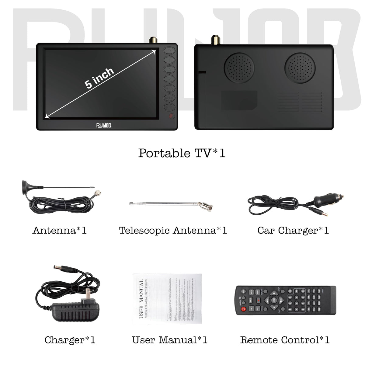 5" Portable Digital ATSC TV with Stand Q139