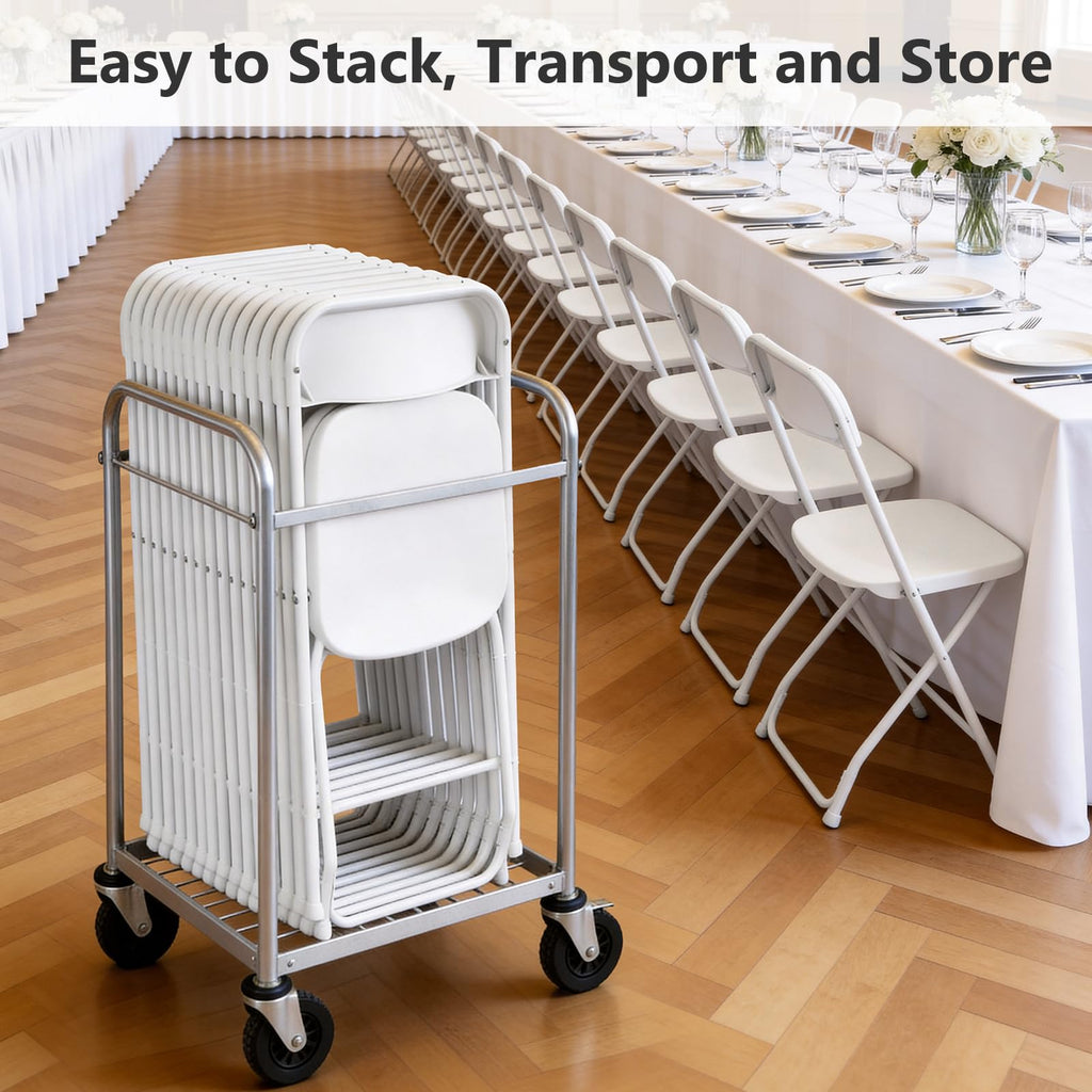 White 10 Pack Plastic Folding Chairs with Metal Frame V4982