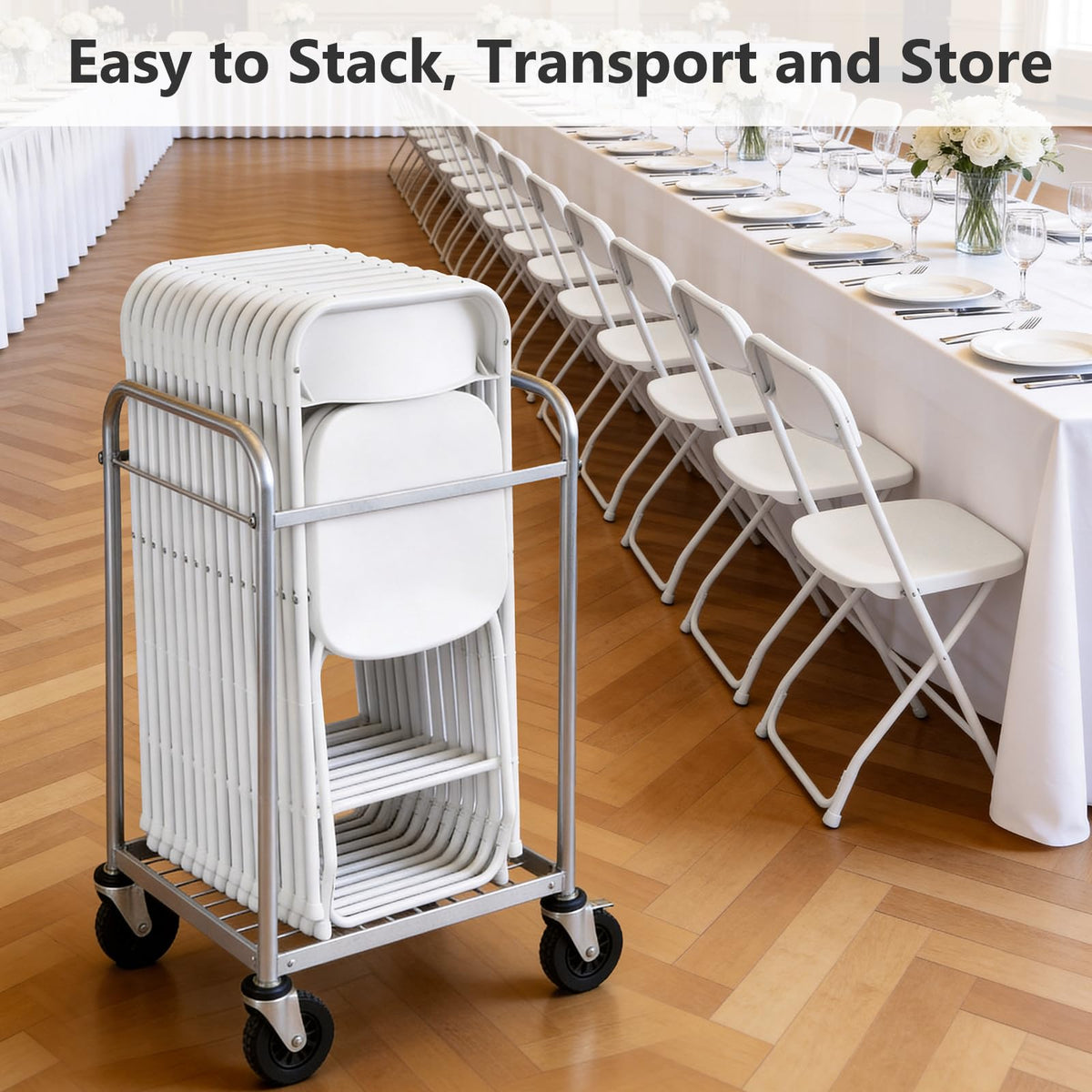 White 10 Pack Plastic Folding Chairs with Metal Frame V4982
