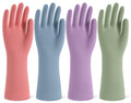 4 Pairs Reusable Rubber Cleaning Gloves with Flocked Lining and Non-Slip Grip M13059