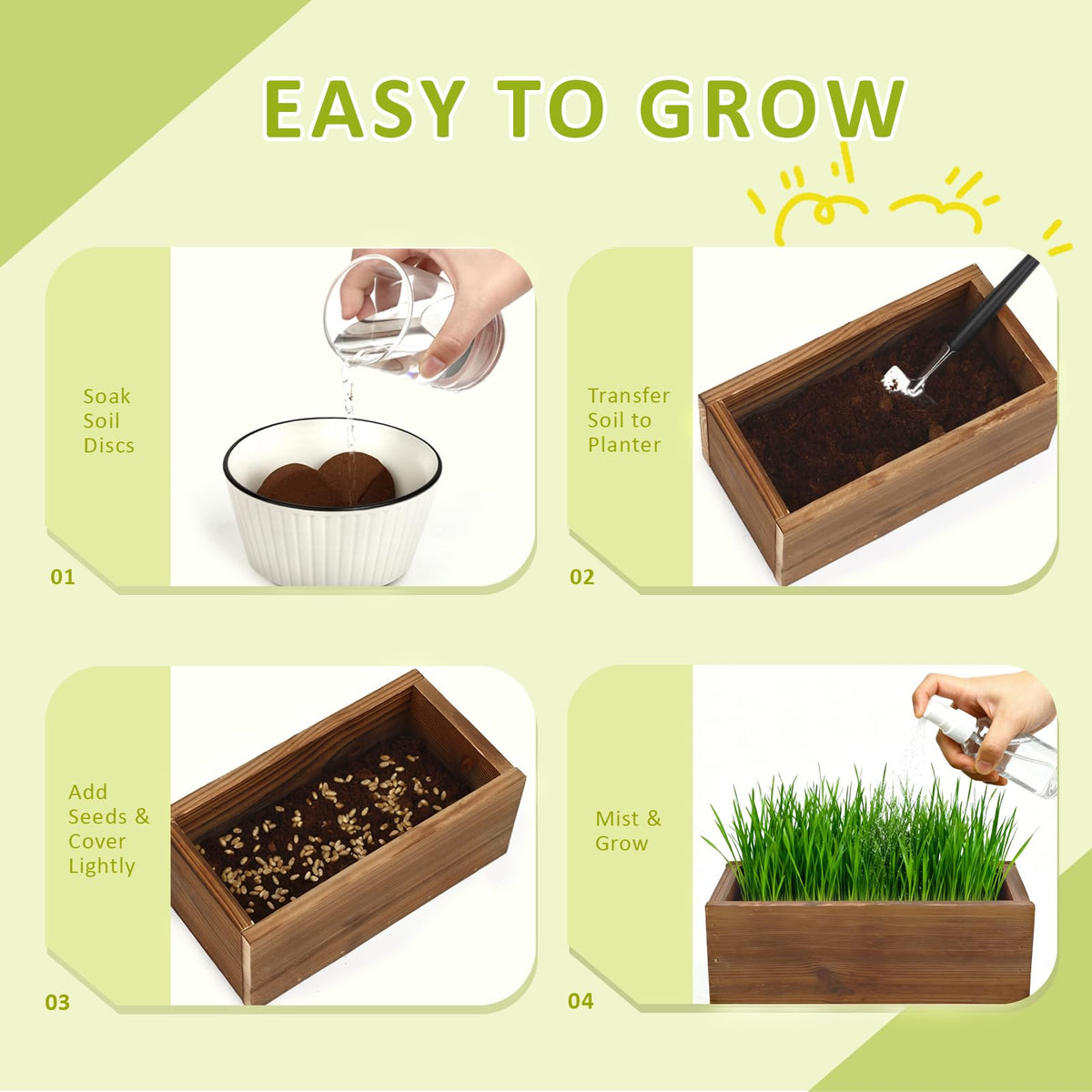 Cat Grass Kit with Wooden Planter 5 Pack F29438