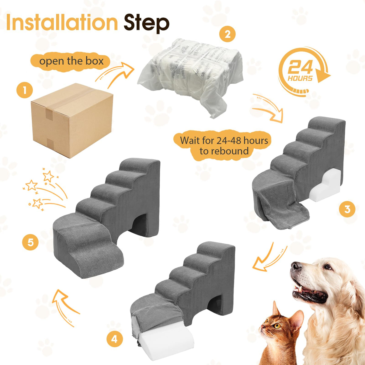 L Shaped 6 Steps Dog Stairs H881