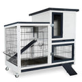 2-Story Indoor Outdoor Rabbit Hutch with Dual Trays P36768