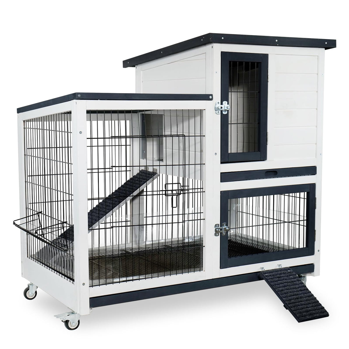 2-Story Indoor Outdoor Rabbit Hutch with Dual Trays P36768