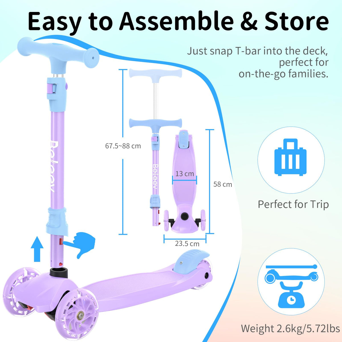 3 Wheel Kick Scooter with Light up Wheels E98568