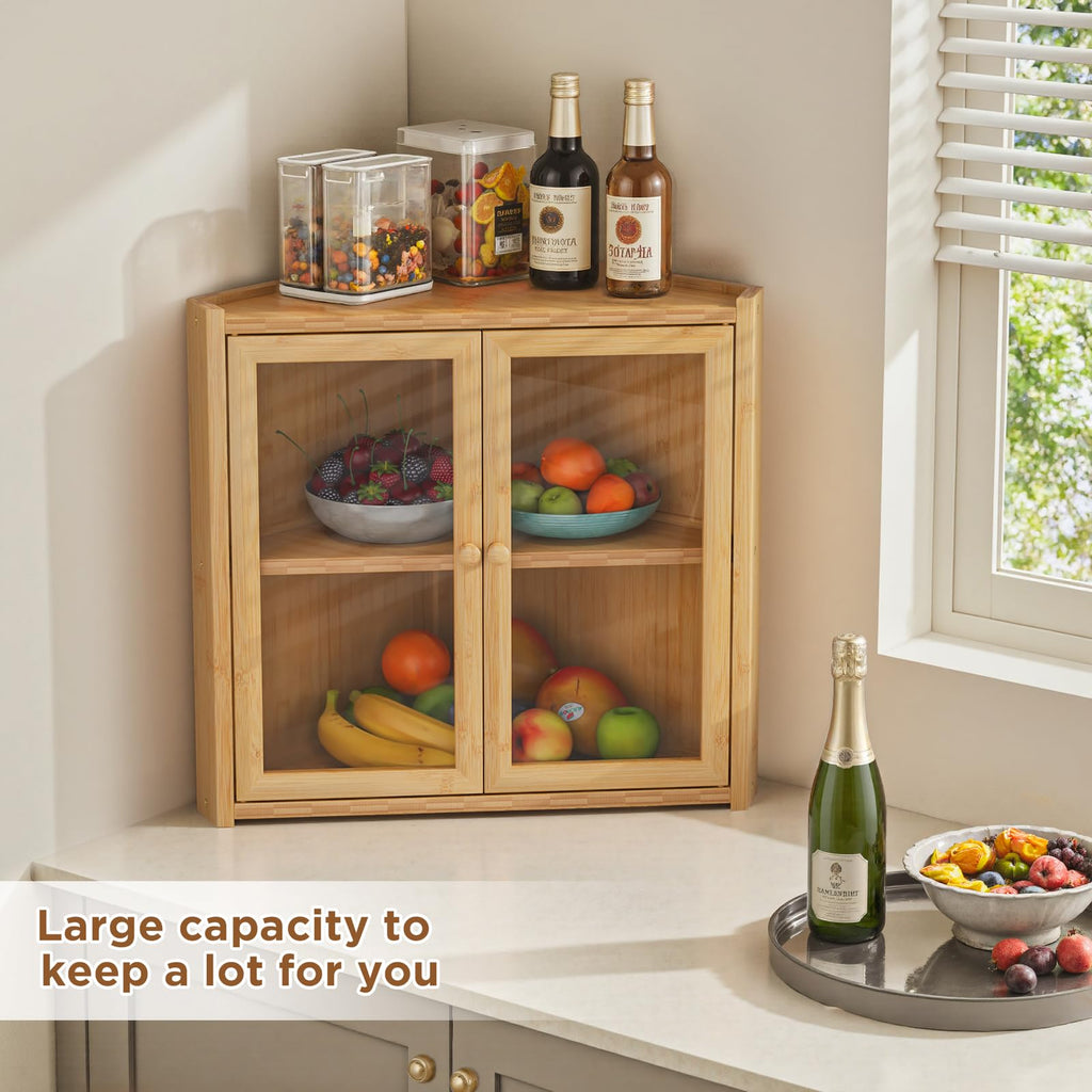 Double Layer Bamboo Bread Box with 2 Doors I750