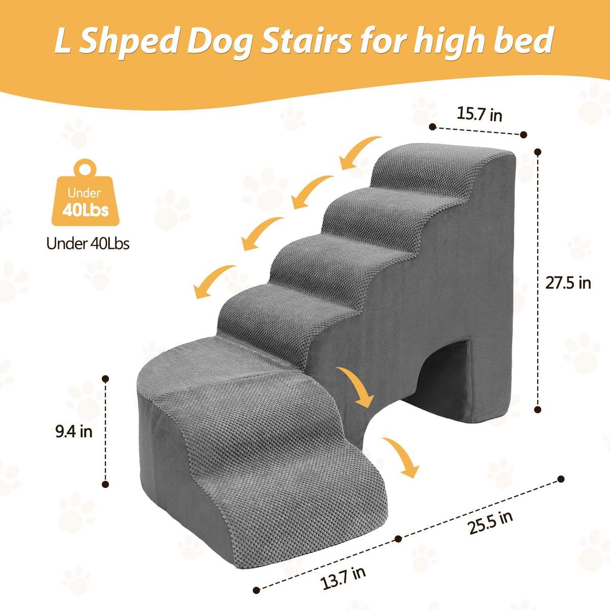 L Shaped 6 Steps Dog Stairs H881
