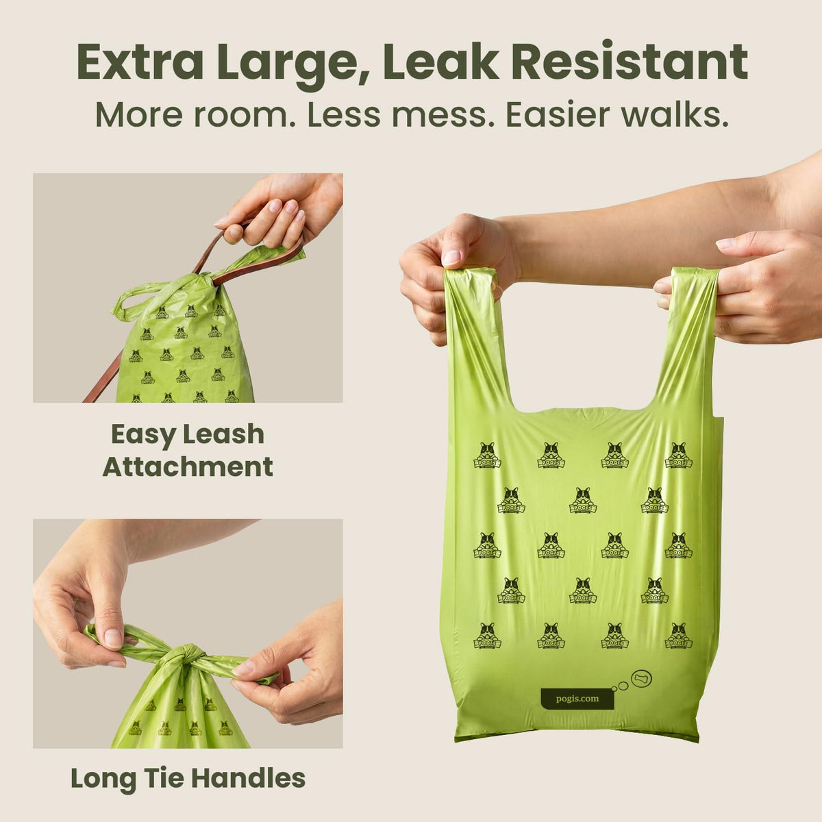 Large Dog Poop Bags with Handles, Fresh Scent, Extra Thick, 300 Bags K1597