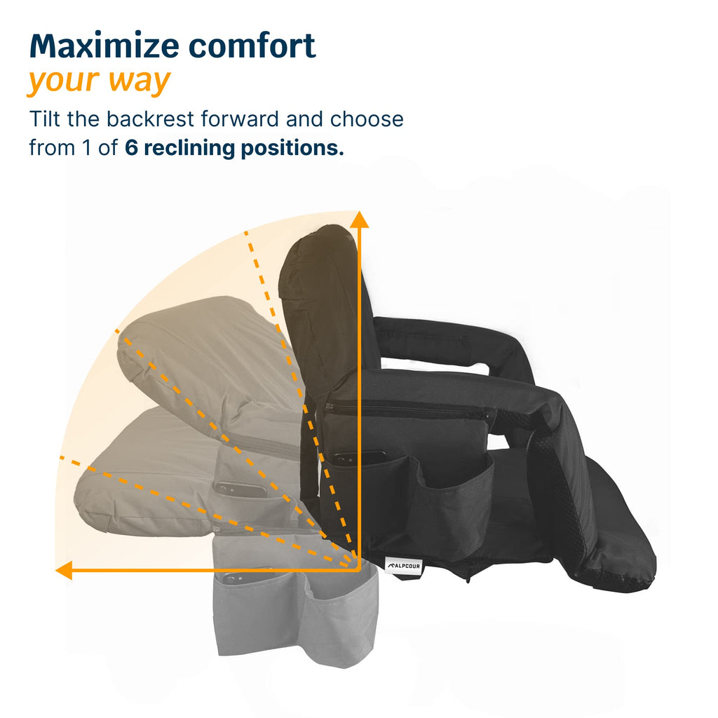 Stadium Seats with Back Support, Padded Cushion, Armrests, Side Pockets Q7733