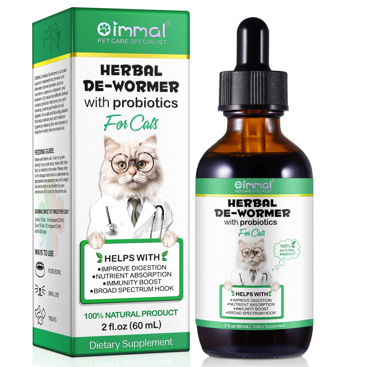 Herbal Cat Supplement Drops with Probiotic 60ml O954