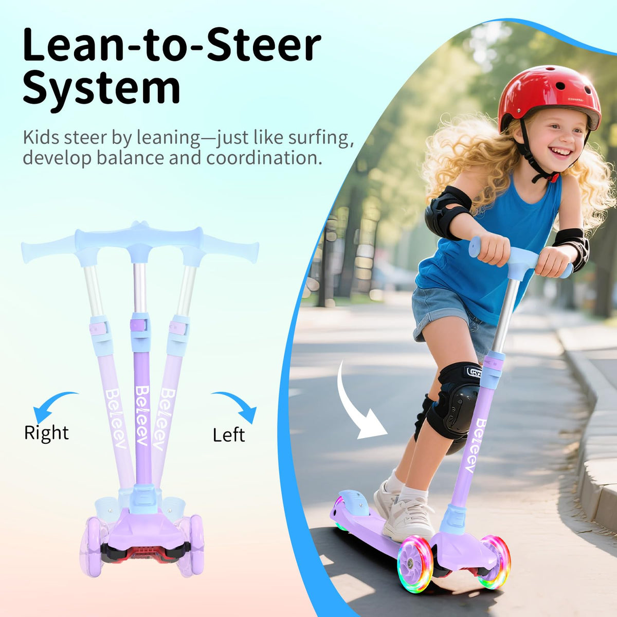 3 Wheel Kick Scooter with Light up Wheels E98568