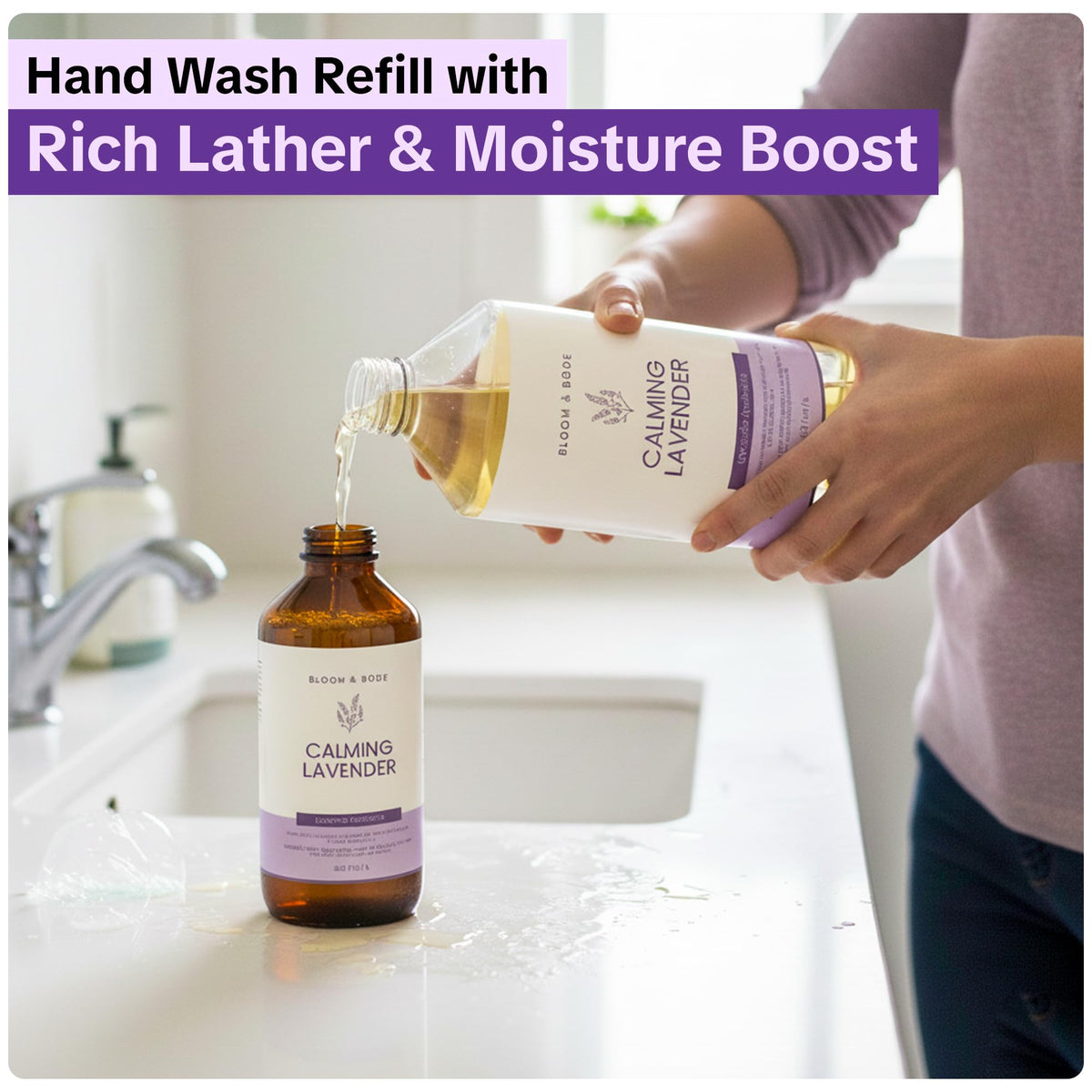 Liquid Hand Soap Refill With Essential Oils, Lavender Scent, 33.8 fl oz A528