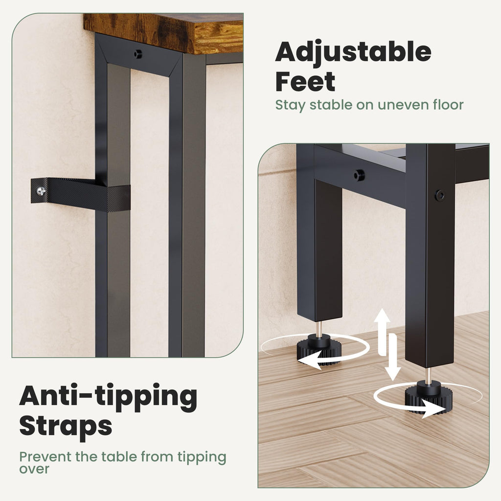 78" Sofa Table with Built-in Power Strip Metal Frame D254