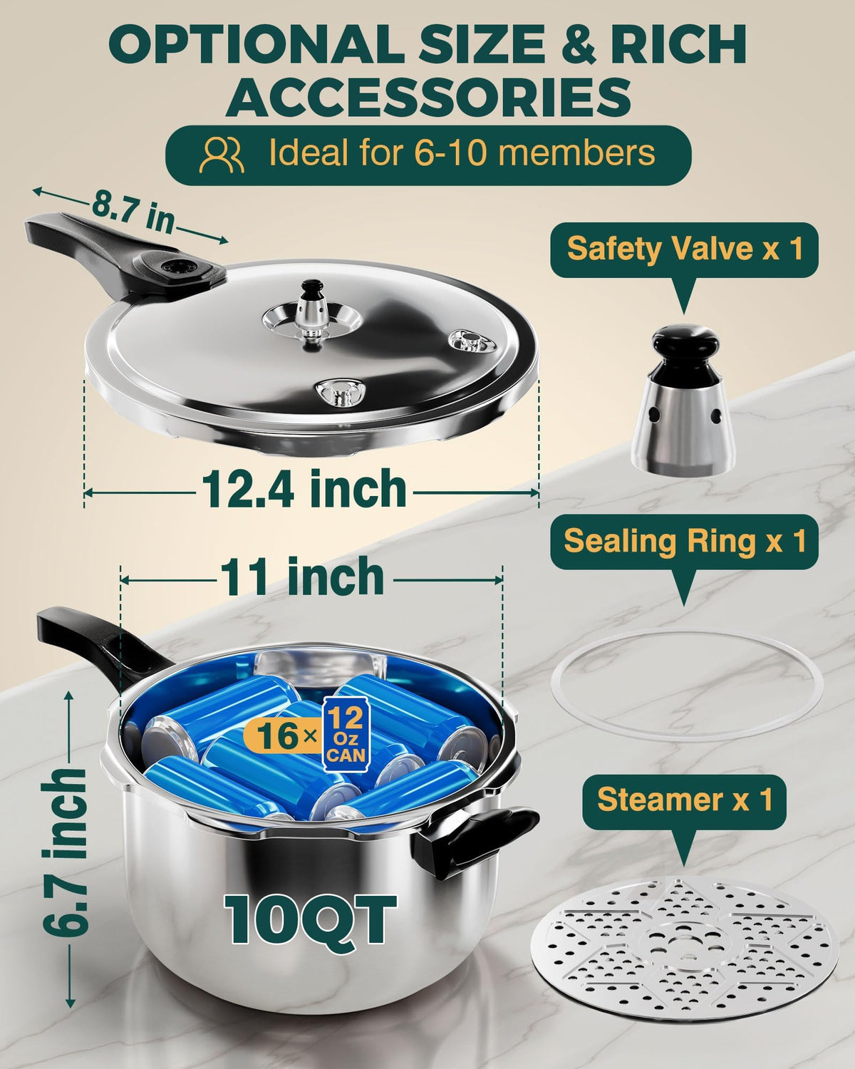 10 Quart Stainless Steel Pressure Cooker M39336