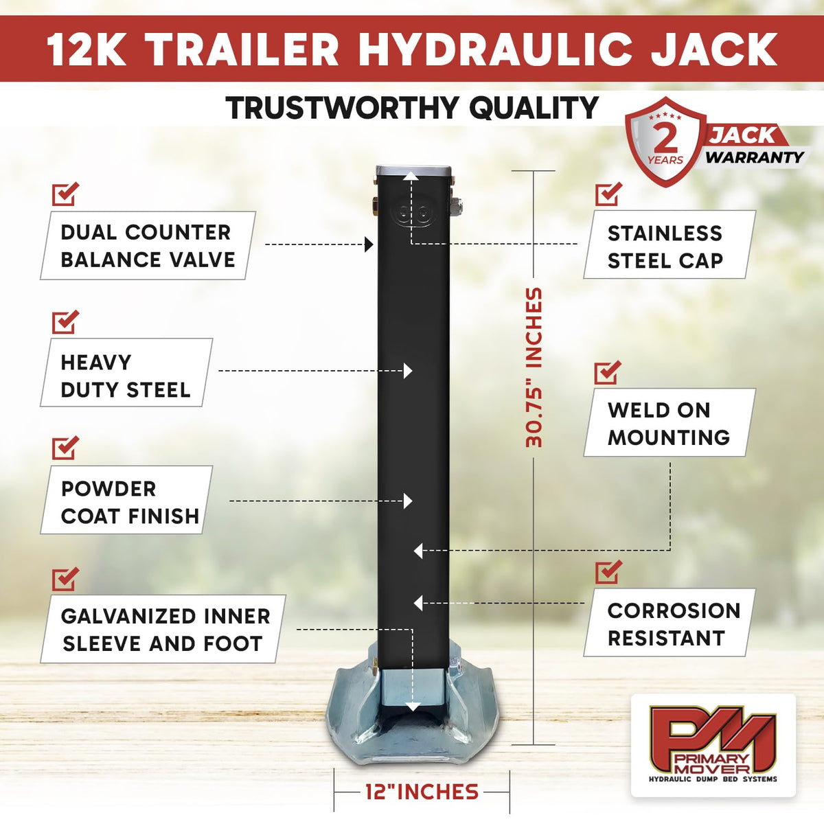 Hydraulic Trailer Jack 12,000 lb Double Acting R8819