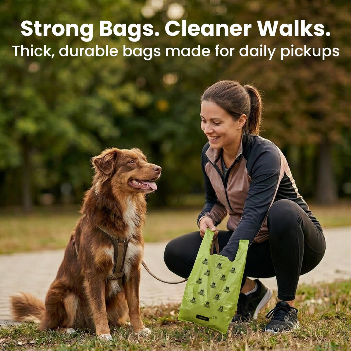 Large Dog Poop Bags with Handles, Fresh Scent, Extra Thick, 300 Bags K1597