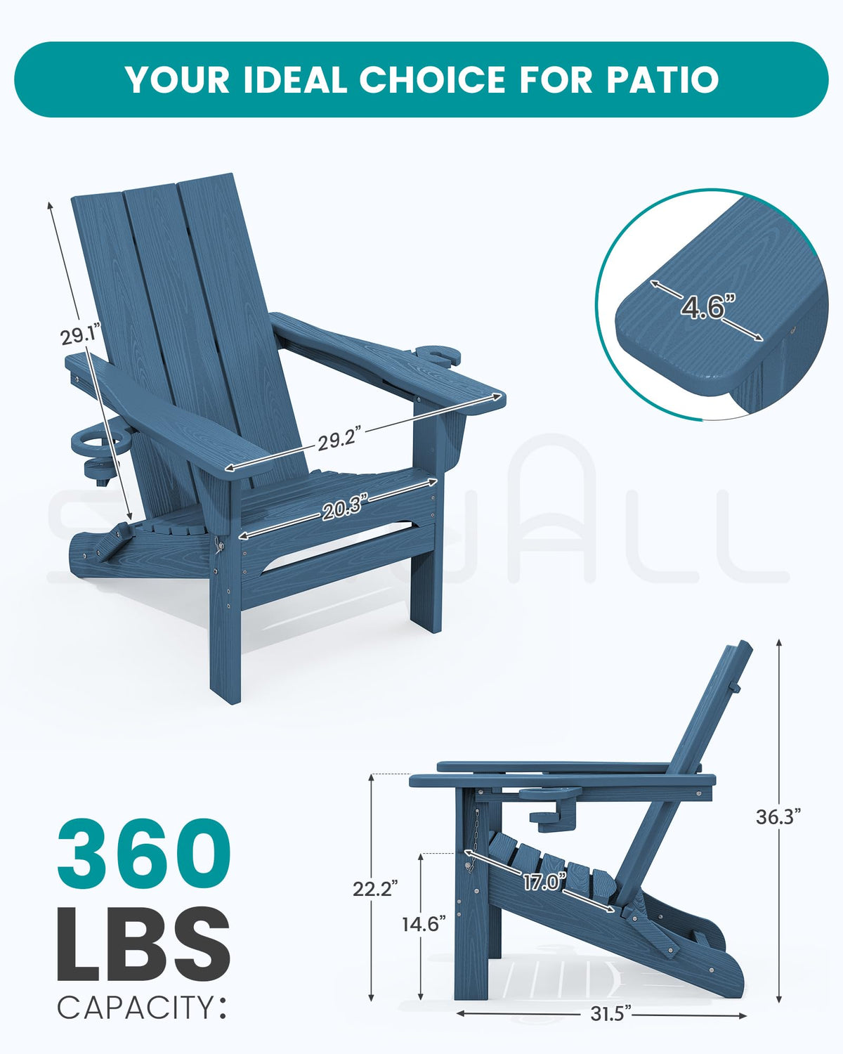 Blue Folding Adirondack Chairs Set of 6 J271