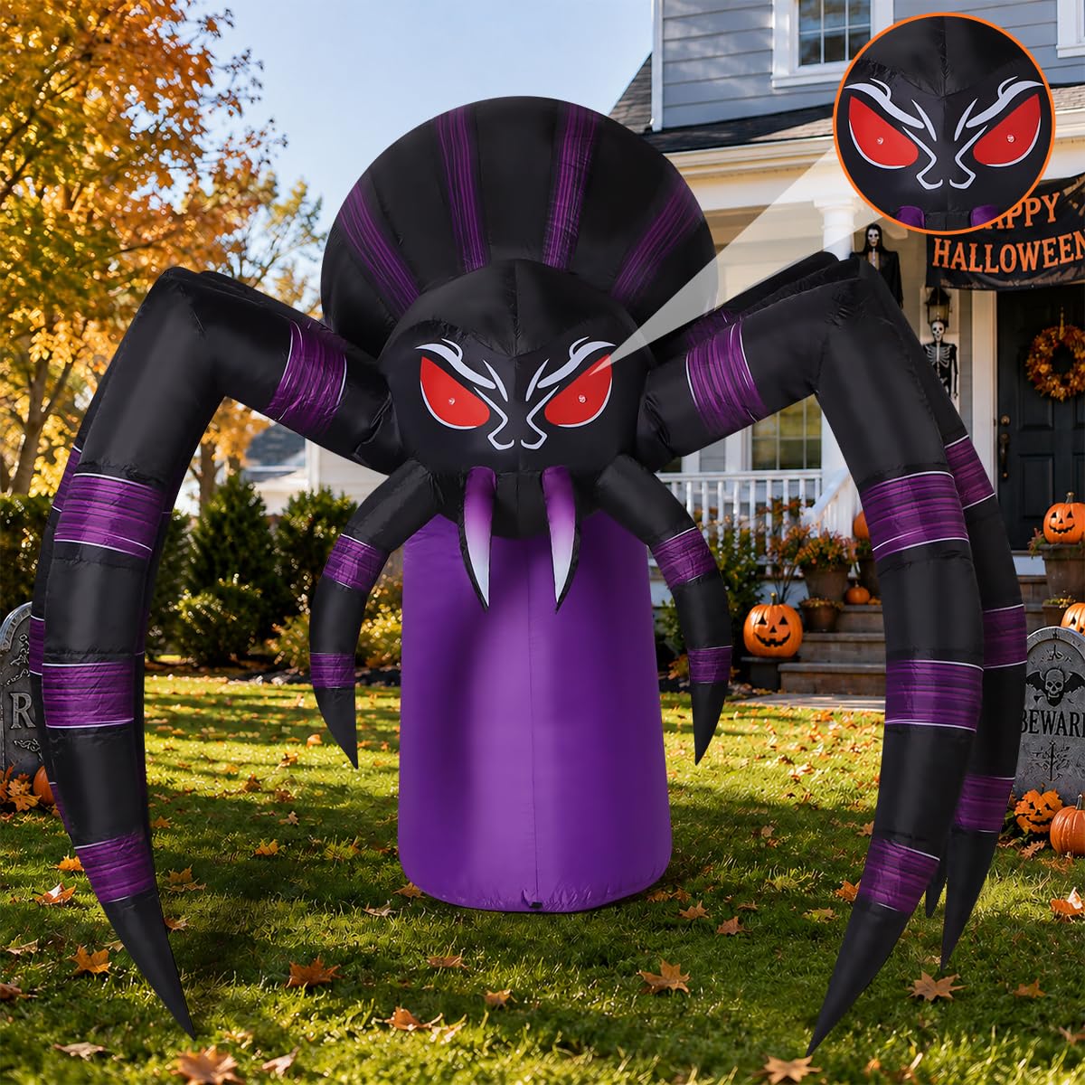 7 FT Inflatable Spider Outdoor Decoration with LED Lights O2086