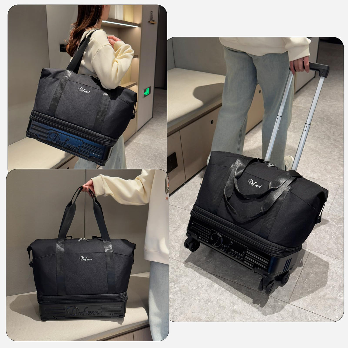 Expandable Rolling Travel Bag with Removable Wheels & Handle L940795