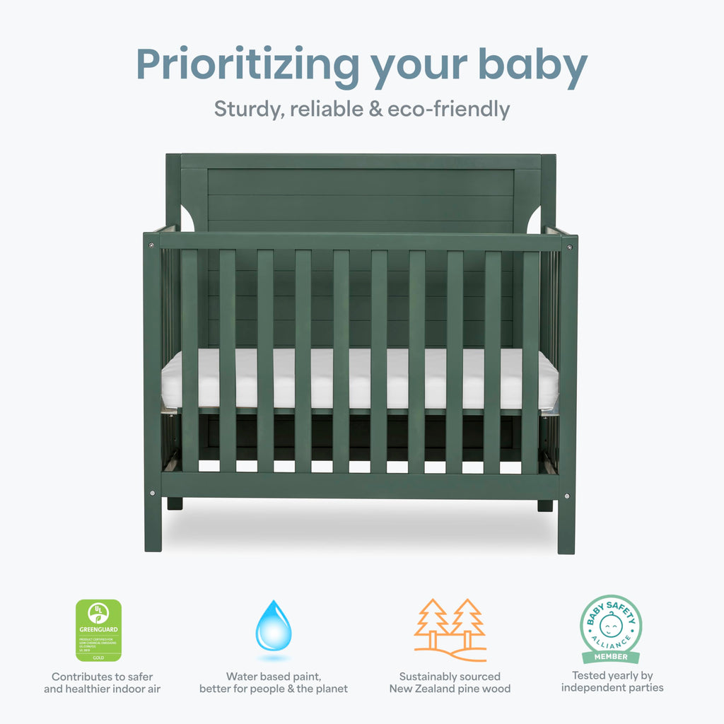 4-in-1 Convertible Mini Baby Crib with Mattress Pad H9983