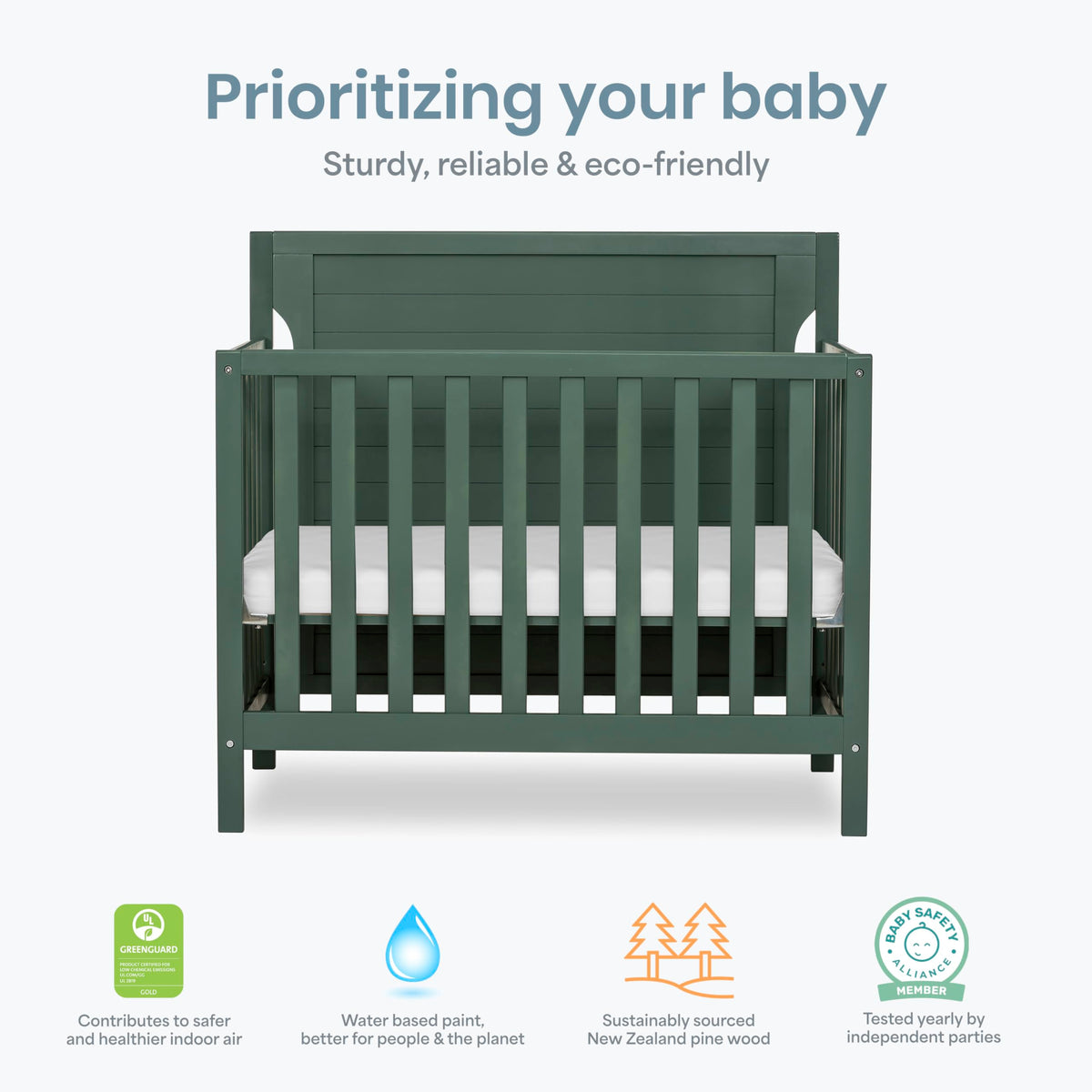 4-in-1 Convertible Mini Baby Crib with Mattress Pad H9983