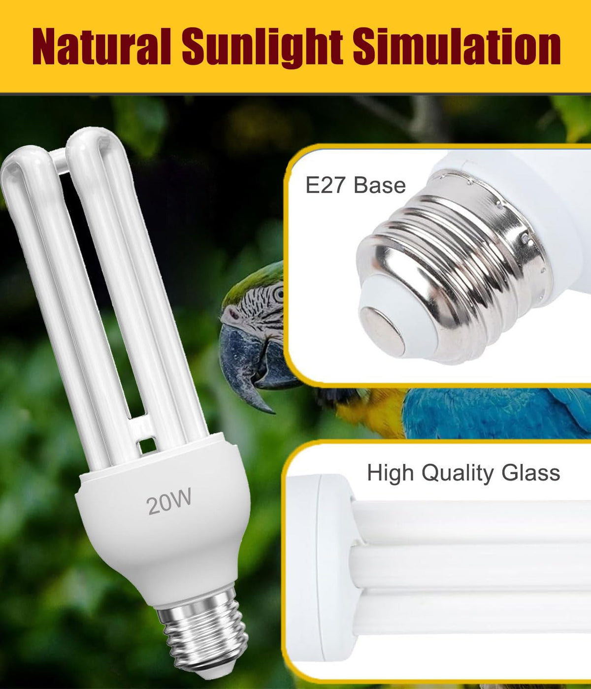 Bird Cage Light Fixture Combo Kit with 2.4 UVB UVA 20W Compact Fluorescent Bulb C909813