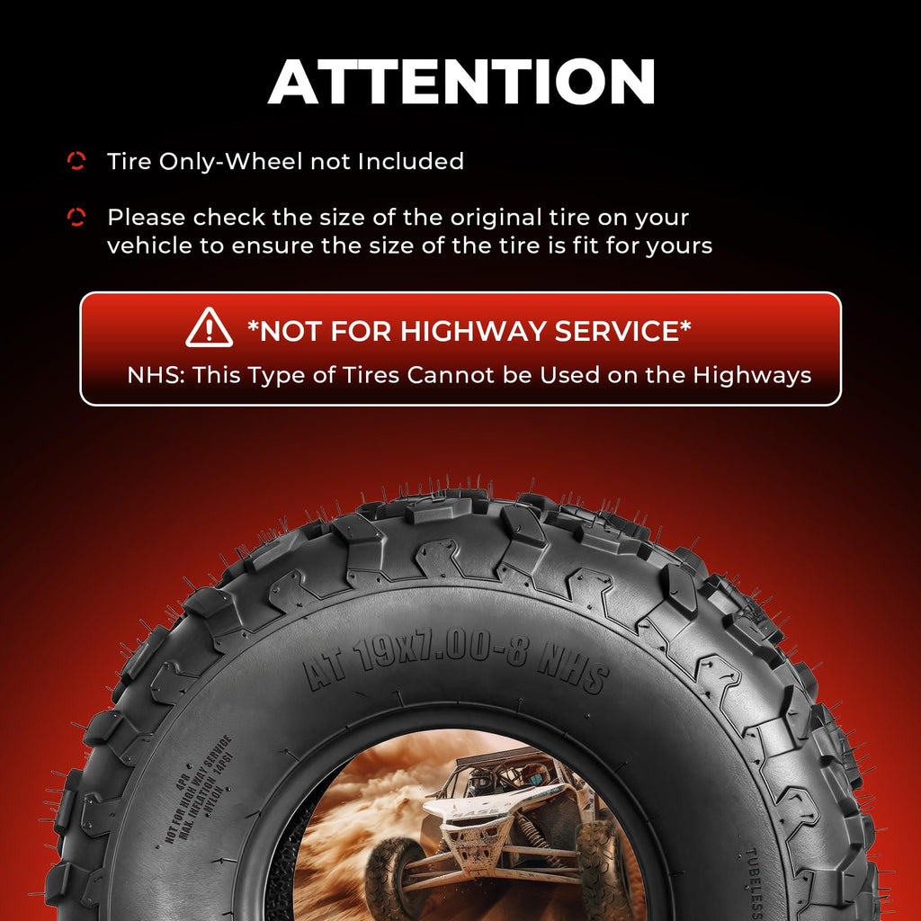 19x7-8 UTV ATV Tires Set of 4 E63288