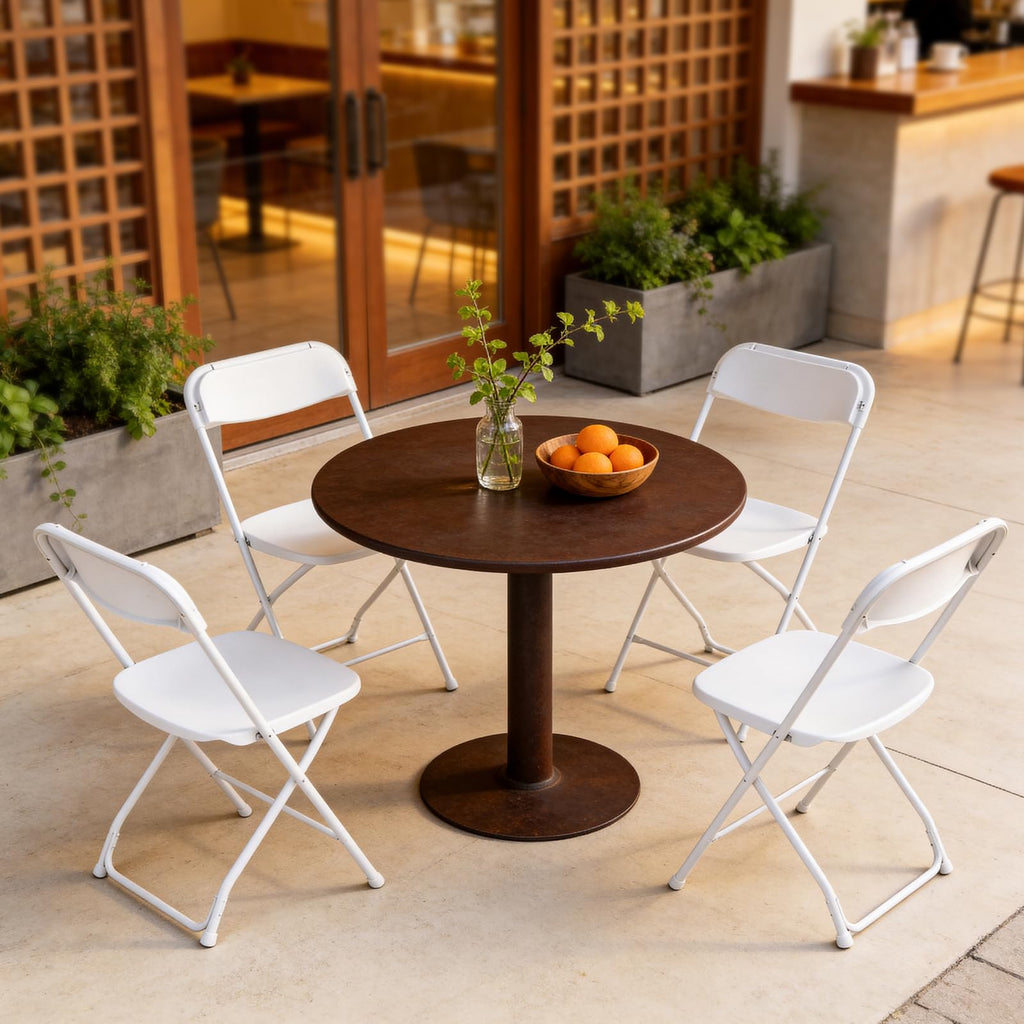 White 10 Pack Plastic Folding Chairs with Metal Frame V4982
