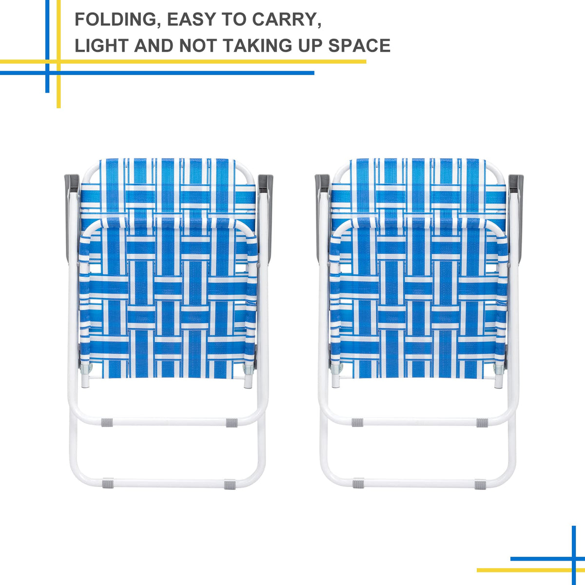Blue Set of 2 Webbed Folding Patio Chairs B8360