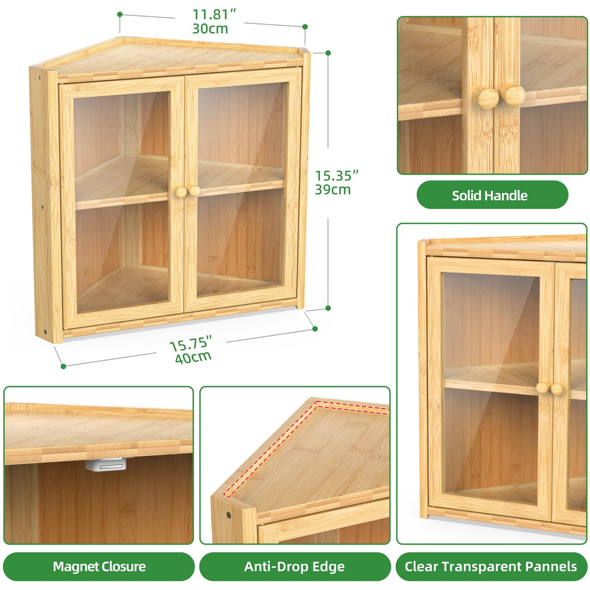 Double Layer Bamboo Bread Box with 2 Doors I750