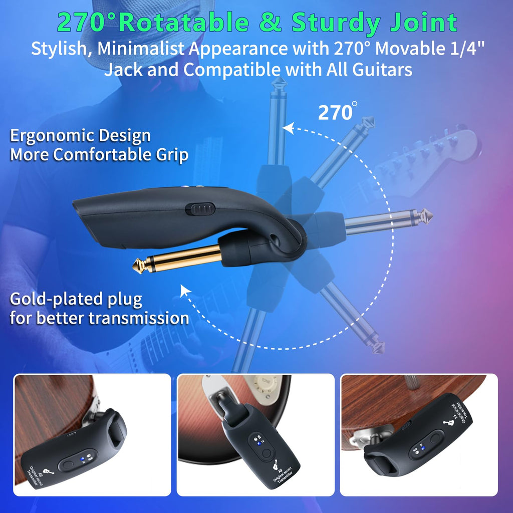 Wireless Guitar System 2.4GHz Transmitter and Receiver Black T5490