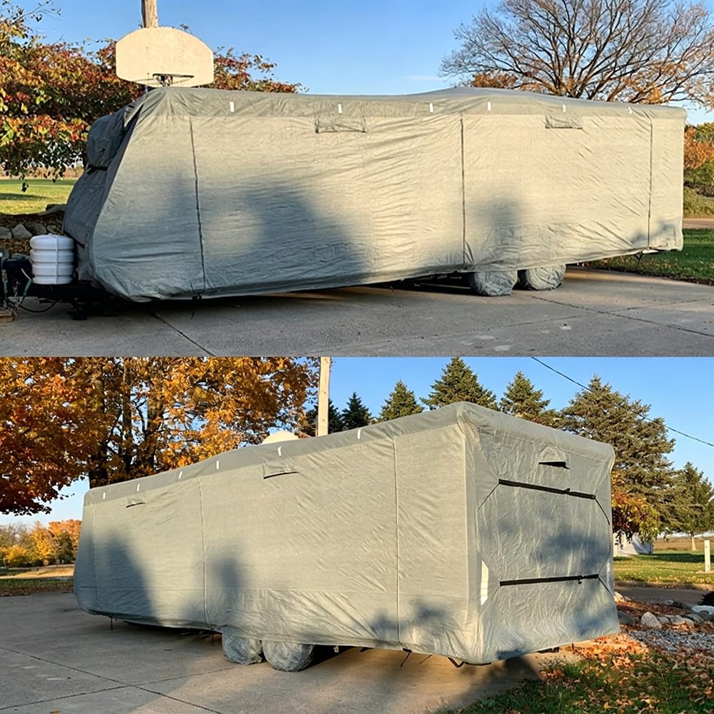 Waterproof 420D Travel Trailer Cover with Adjustable Straps R77638