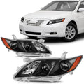 Headlights For Toyota Camry 2007-2009 Black Housing Amber Reflector Clear Lens O677