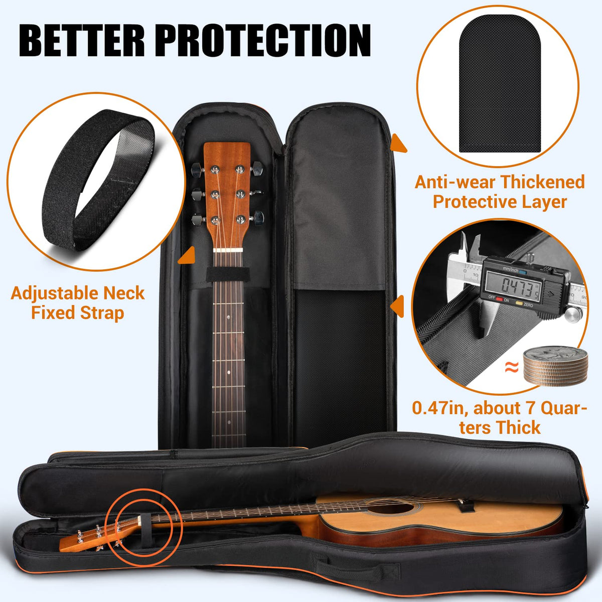 44 Inch Guitar Bag with Adjustable Shoulder Strap I14673