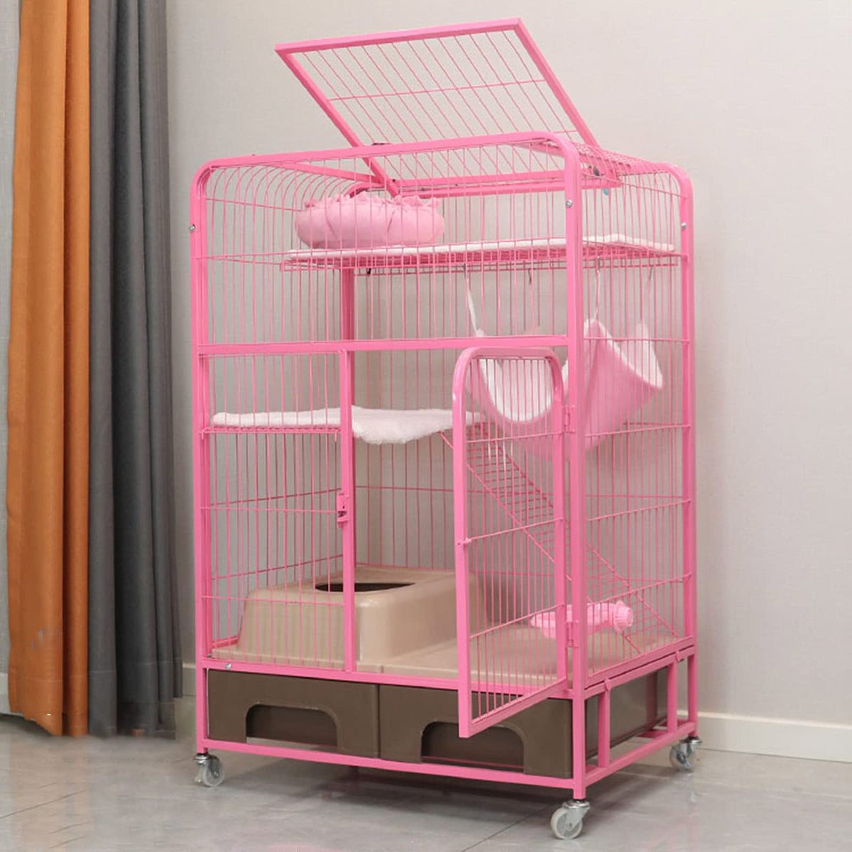 Heavy Duty Metal Dog Crate with Four Wheels W132